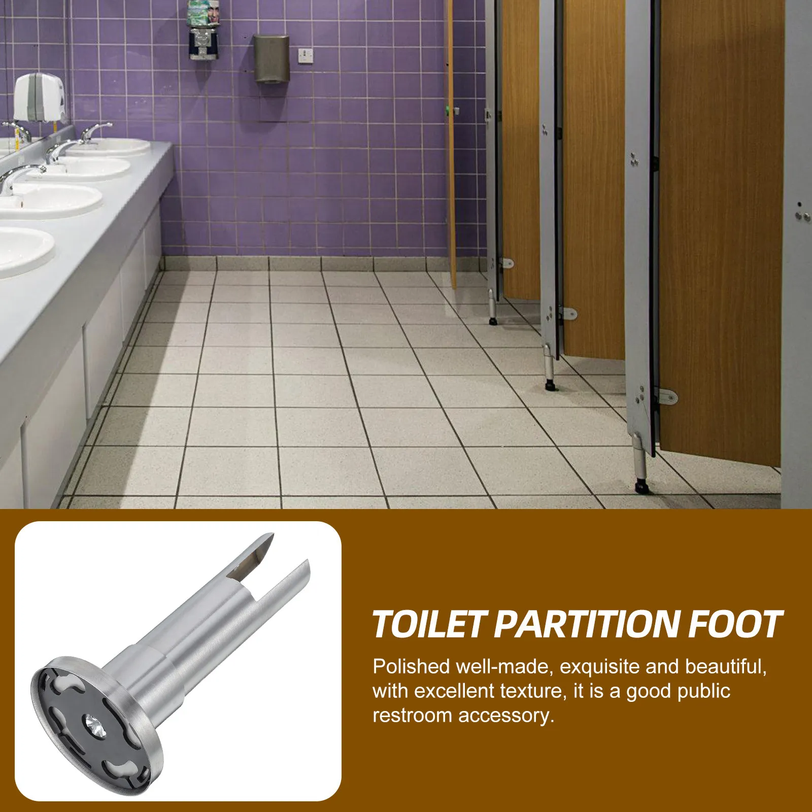 Modern Stainless Steel Restroom Partition Bracket Feet Corrosion Proof High Load Bearing for Public Bathroom Stall Hardware Set