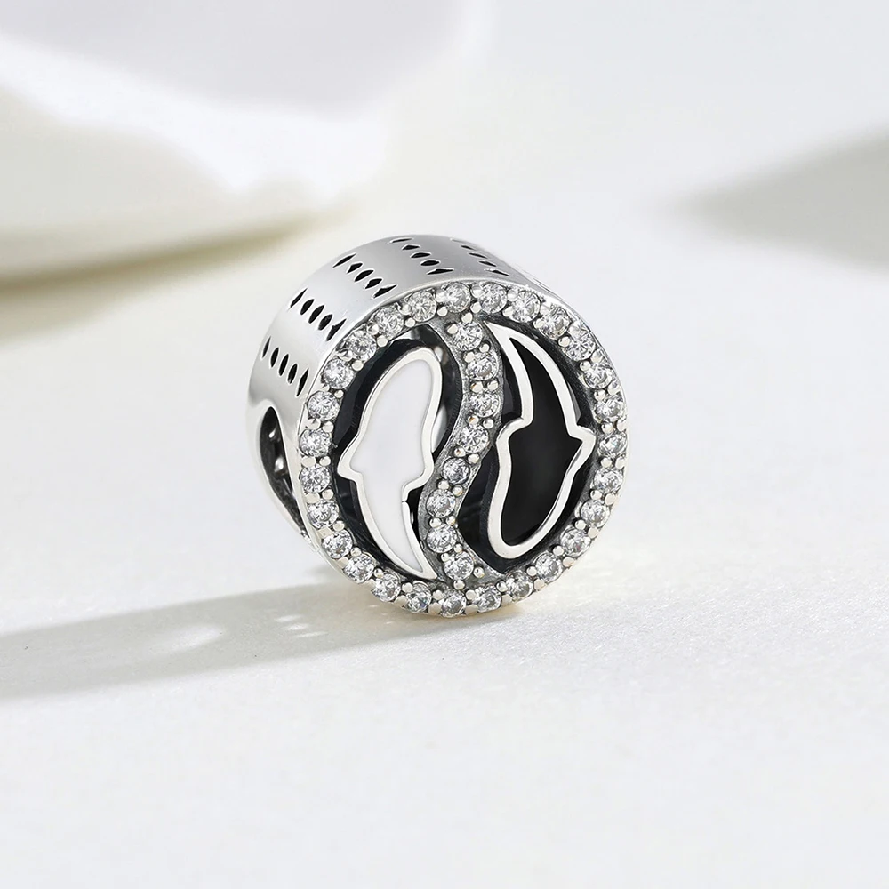 New 925 Sterling Silver Yin-Yang Tai Chi Fish Bead Pendant Fits Original Bracelets Meaningful Graduation Jewelry Gifts For Women