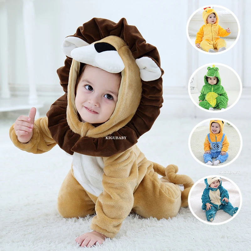 Cartoon Lion Infant Baby Clothes Boy Girls Romper Halloween Funny Onesie Animal Baby Cosplay Costume Kigurumis Jumpsuit Pajamas