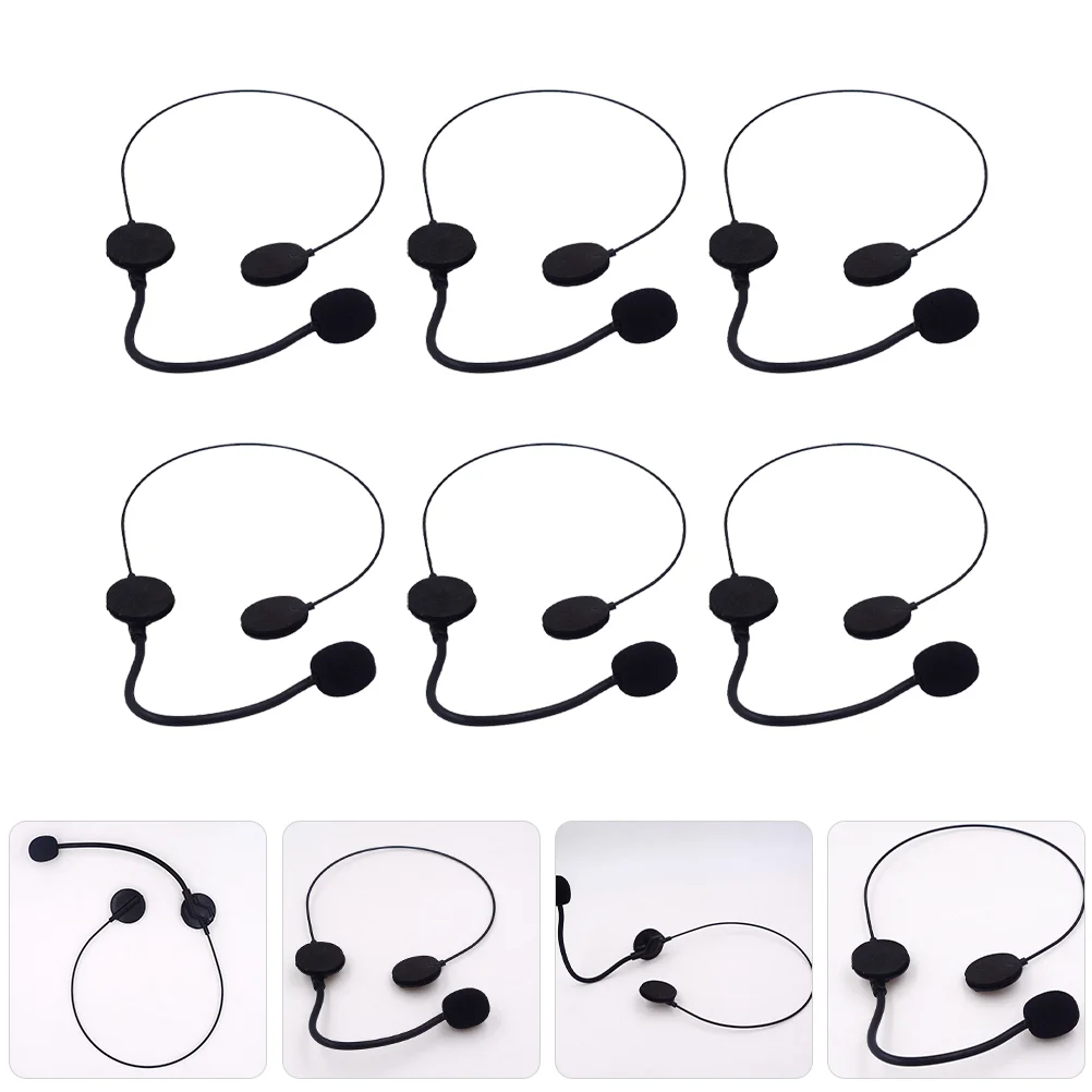 6 Pcs Toy Microphone Prop Headset Headpiece Costume Accessory Headphones with Black Plastic Props for Party