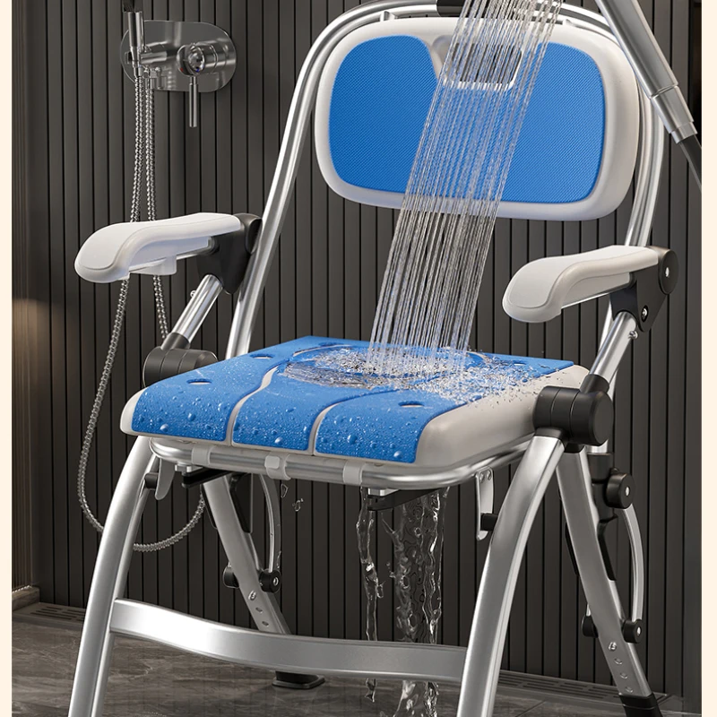 Bathroom Chair for Elderly with Backres Folding Shower Seat for Safety Non-Slip Locking Ideal for Senior Citizen Pregnant Women
