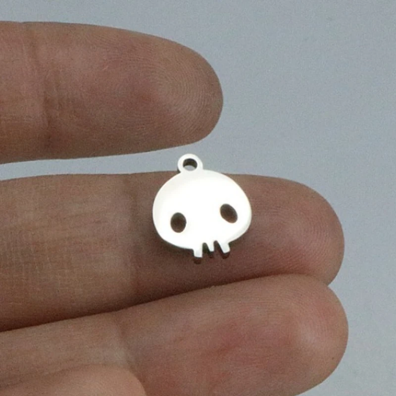 

10PCS Diy Skull Stainless Steel Charms Ghost Pendant for For Jewelry Making Earring Necklace Keychain Accessories Material