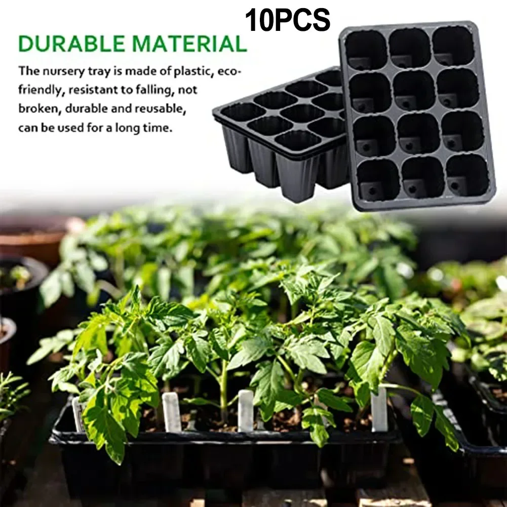 10pcs 12 Cells Seedss Growing Cases Germination Plant Nursery Tray Seedss Insertion Box Gardens Flower Pot Accessories