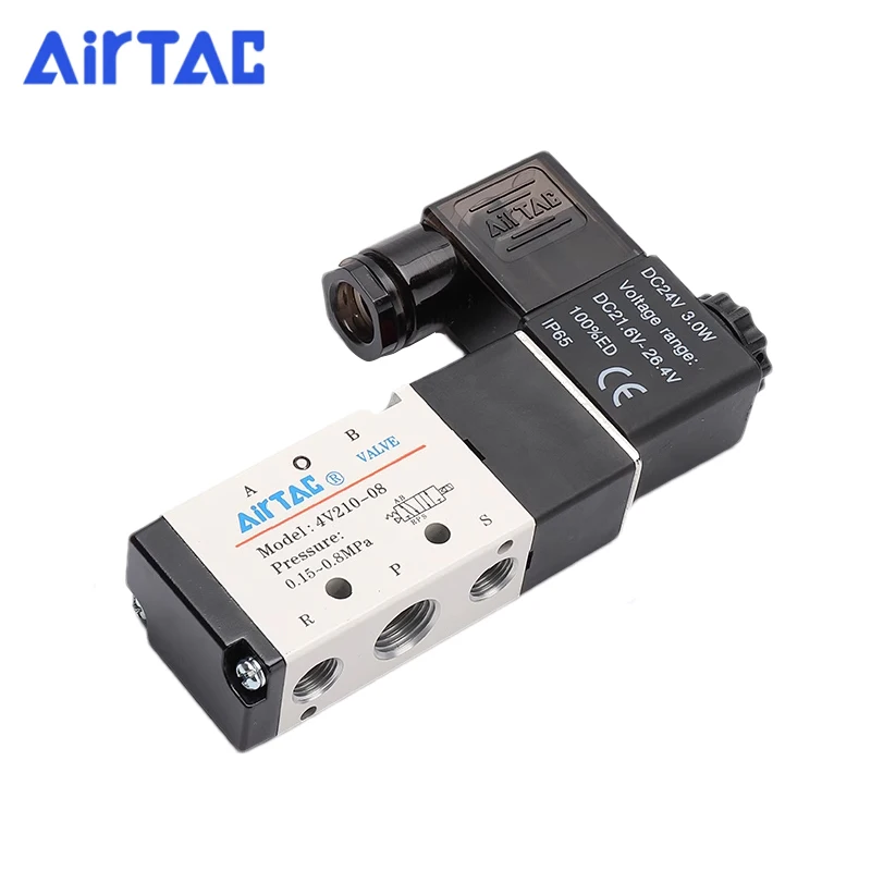 AirTAC 4V110-06 4V210-08 4V310-10 4V410-15 التحكم في الاتجاه 5/2 طريقة هوائي صمام الملف اللولبي الكهربائي DC12V 24V AC220V 110V