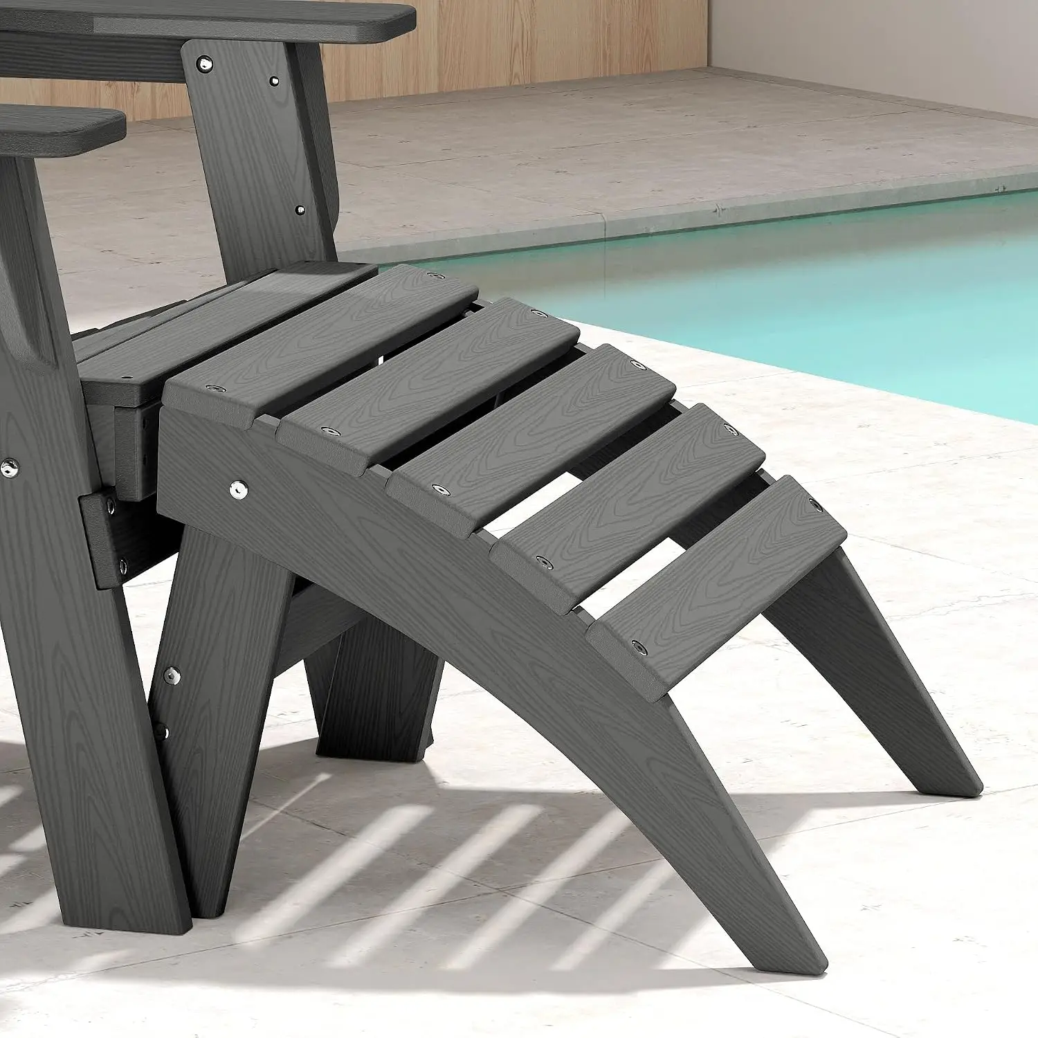 Folding Ottoman Foot Stool for Outdoor Seating – HDPE Weather-Resistant, Ergonomic Curved Design, Easy Assembly, Low-Maintenance, 5-Year Warranty
