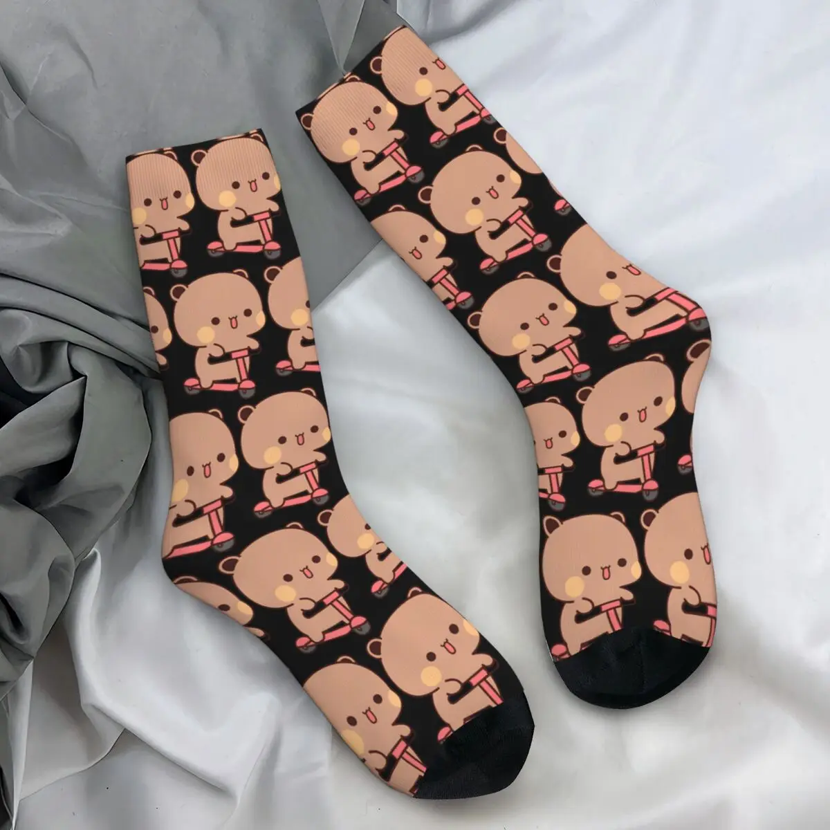 Bear And Panda Bubu Dudu Balloon Skateboard Socks Autumn Stockings Kawaii Women Men Quality Socks Printed Skateboard Socks