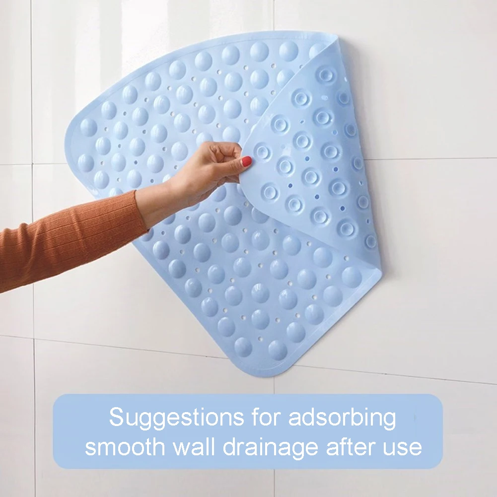 54x54cm Corner Shower Carpet Floor Mat Hotel Home Suction Cup Toilet PVC Shower Mat Bathroom Sector Shape Anti-slip Pad Cushion