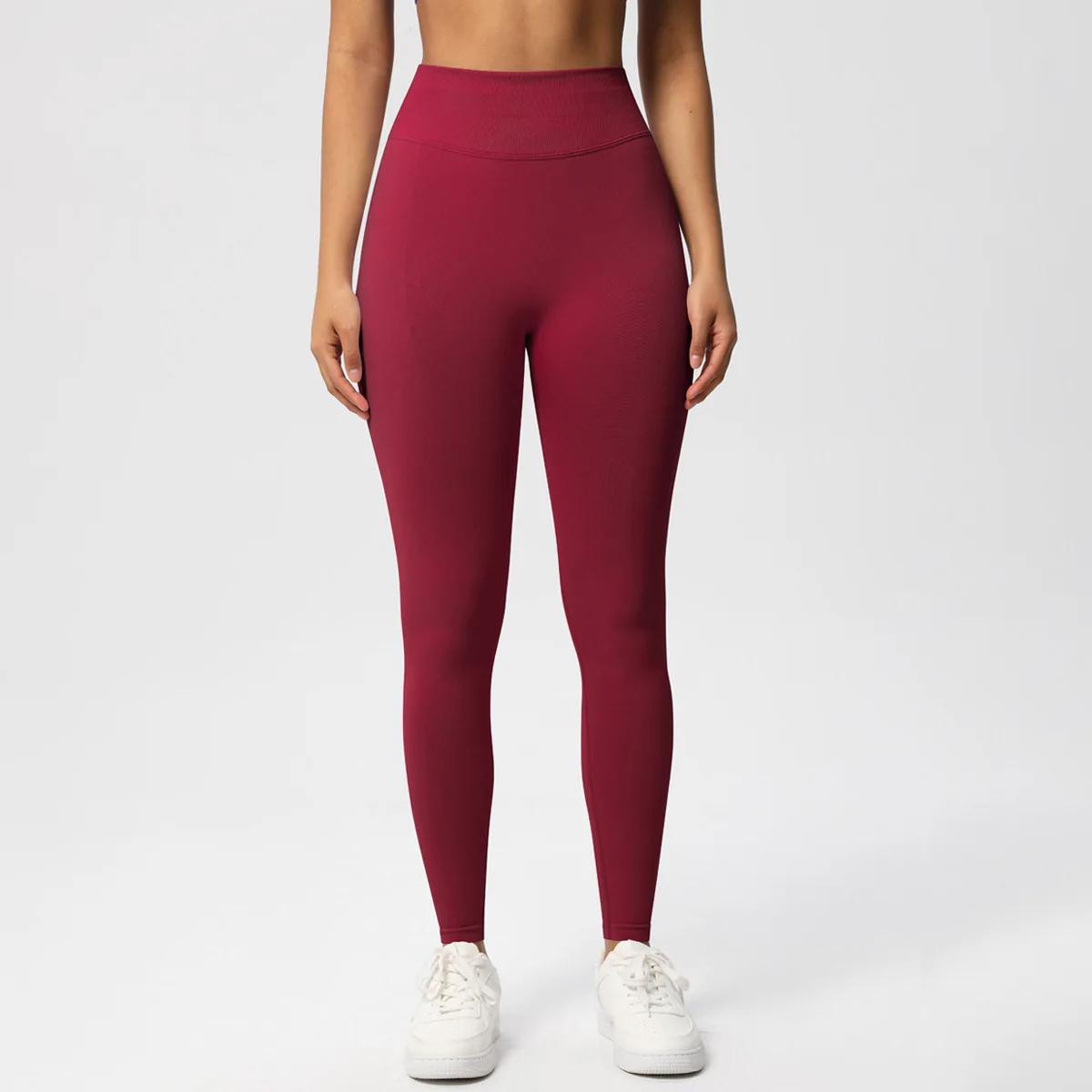 Women's Seamless Solid Color Three Section Waist Peach Hip High Waist Yoga Leggings Sports Running Fitness Pants