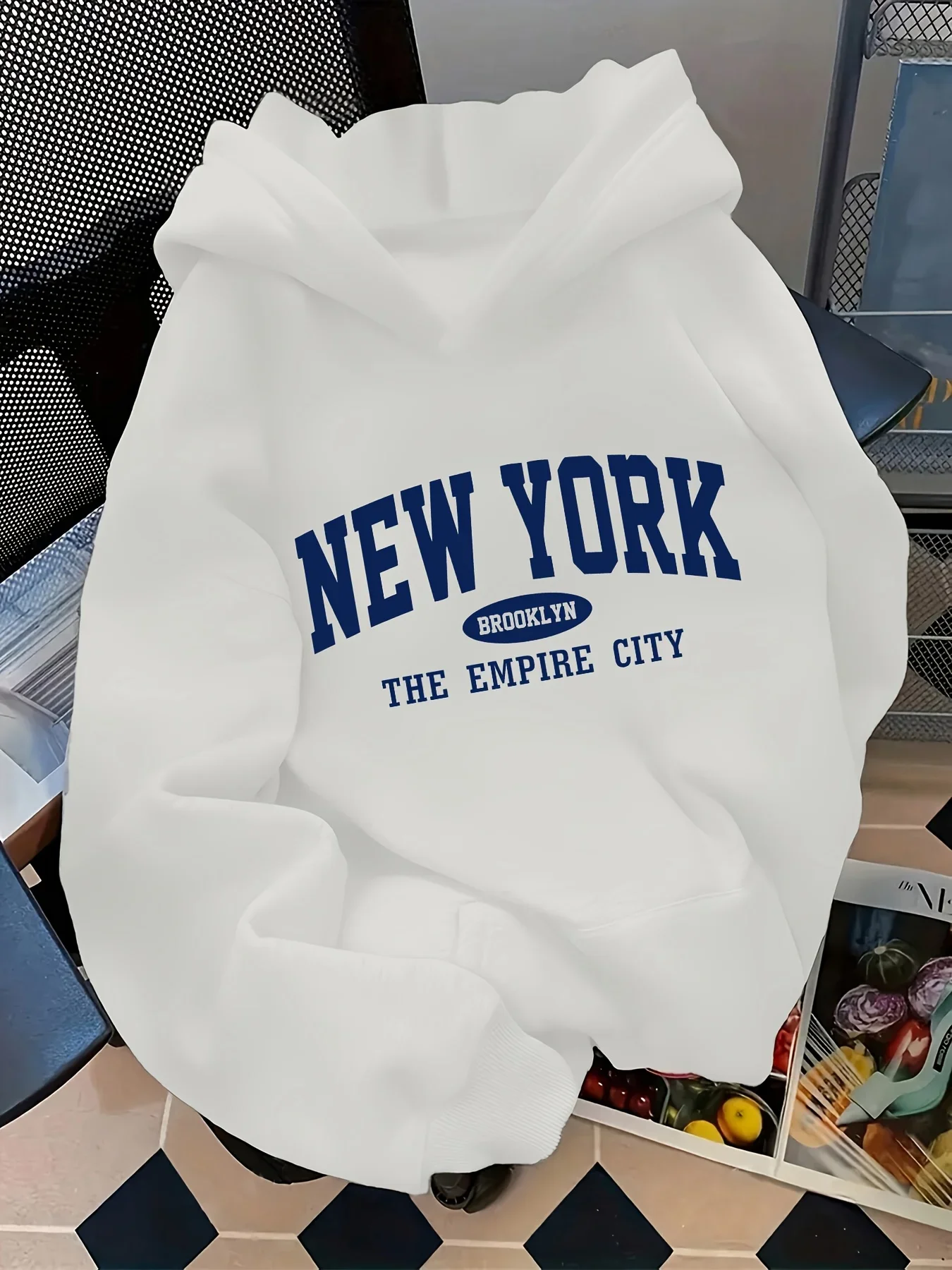 Women Fall Winter Hooded Pullover New York Brooklyn Letter Print Loose Long Sleeve Hoodie With Casual Streetwear Womens Top