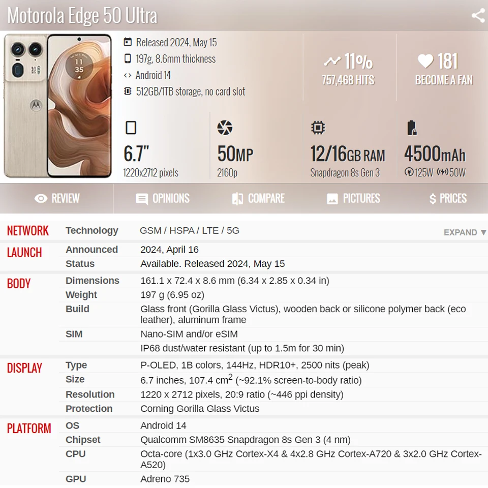 New For Motorola Edge 50 Ultra Pro Fusion LCD Touch Screen Front Outer Glass Panel Replacement