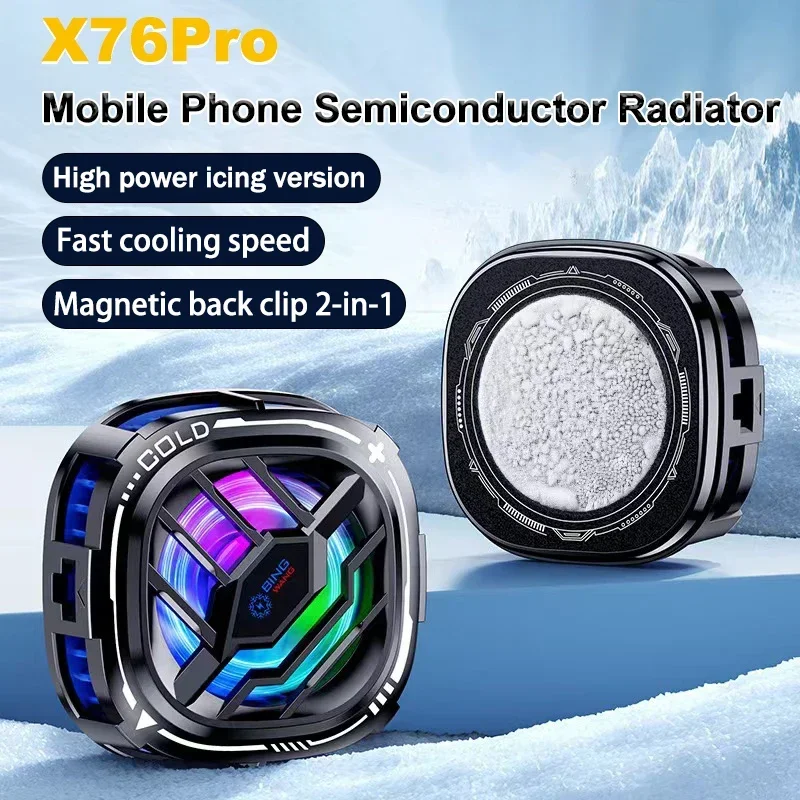 

X76Pro Mobile Phone Semiconductor Cooling Radiator Freezable Magnetic Back Clip Game Cooler for IOS Android PUBG Cool Heat Sink