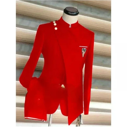 New European and American Casual Men\'s Suit Plus Fat Large Stand-up Collar Two-piece Business Banquet Dress Costume Homme Trajes