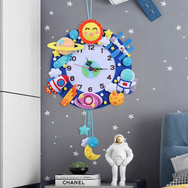 Reloj de pared de bosque no tejido relojes creativos Kit de Material de bricolaje de tela hecha a mano para ninos adornos de animales de dibujos animados AliExpress