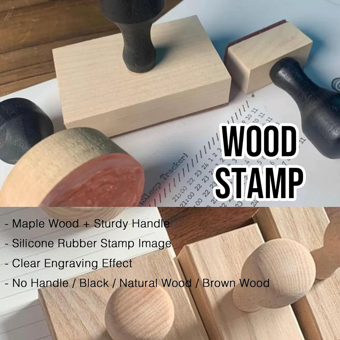 Personalisierter Holzstempel mit Logo und Text, Klarer Adressstempel für Unternehmen oder Basteln – Detail 11