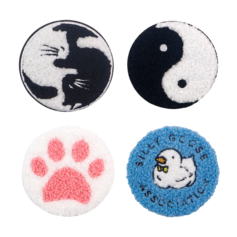 Cartoon Duck Cat Button Pins Tinplate Brooches Towel Embroidery Lapel Badges for Clothes Bags Backpacks Accessories Gift