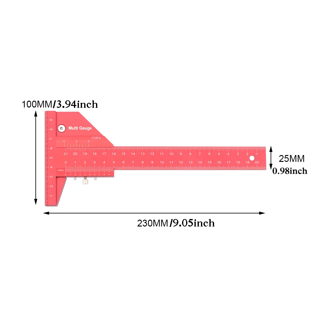 Woodworking Scriber Metric/Inch Sliding Gauge Aluminum Alloy T Shaped Ruler, Measuring Tools, Line Drawing Gauge Depth Gauge