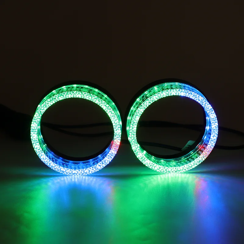 I9 3-inch RGBW 12V O-shape multi-color headlight Light Emitting Diode Angel Eye Halo Headlight Decorative Projector Lens Cover