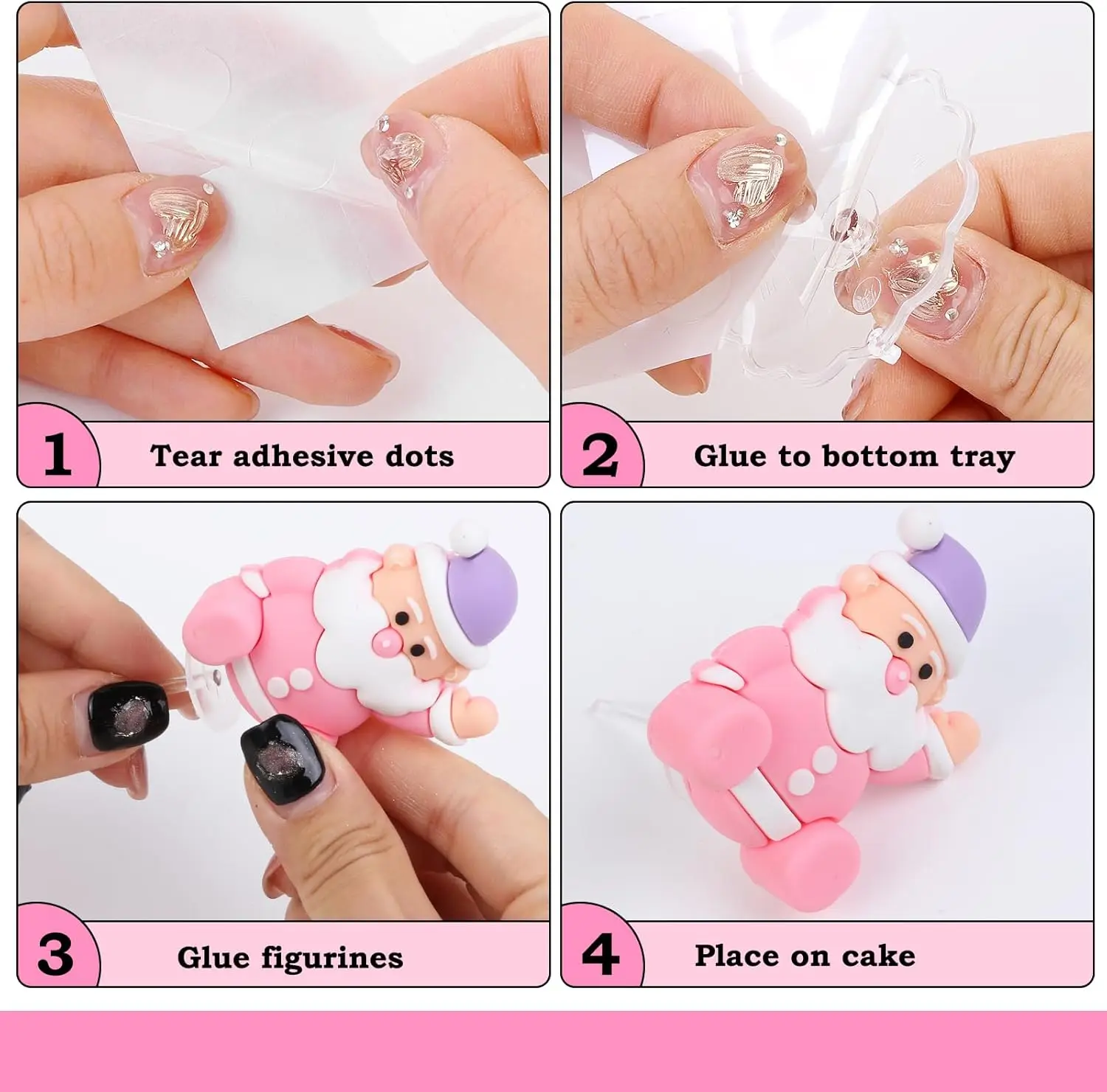 Alat peraga kue Natal Selamat Natal lolipop rusa Sinterklas dekorasi bola Natal perak putih merah muda perlengkapan pesta liburan musim dingin