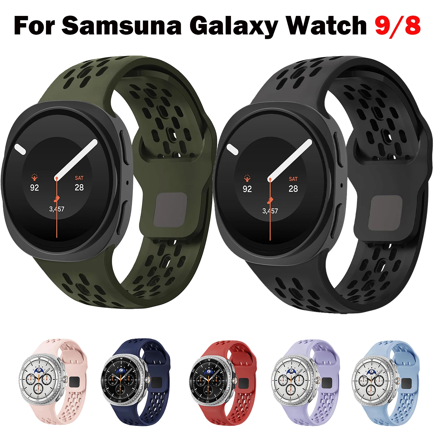 Armband für Samsung Galaxy Watch 9 8 40mm/44mm Silikon Smartwatch Sportarmband Correa Galaxy Watch 9 44mm/Watch 8 Zubehör