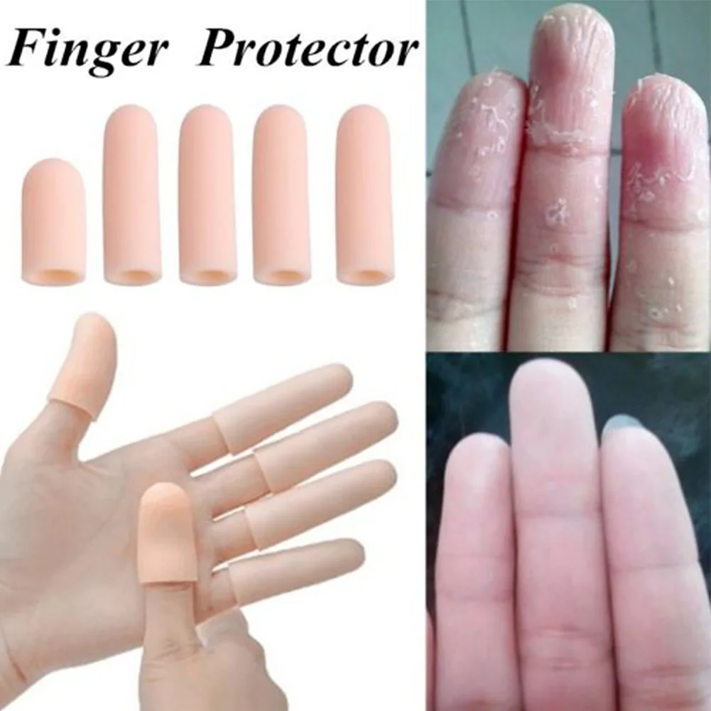 2 pcs Silicone Gel Fingers Cap Fingertip Protector Insulation Finger Guard Anti-skid Hand Care Toe Finger Care Tube Bandage #