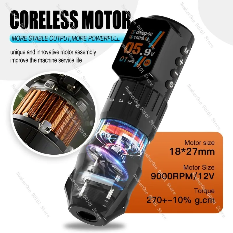 Dual Battery Wireless Tattoo Pen Adjustable Stroke Hollow Motor Laser Frequency Rotary Machine Rechargeable PMU Permanent Makeup