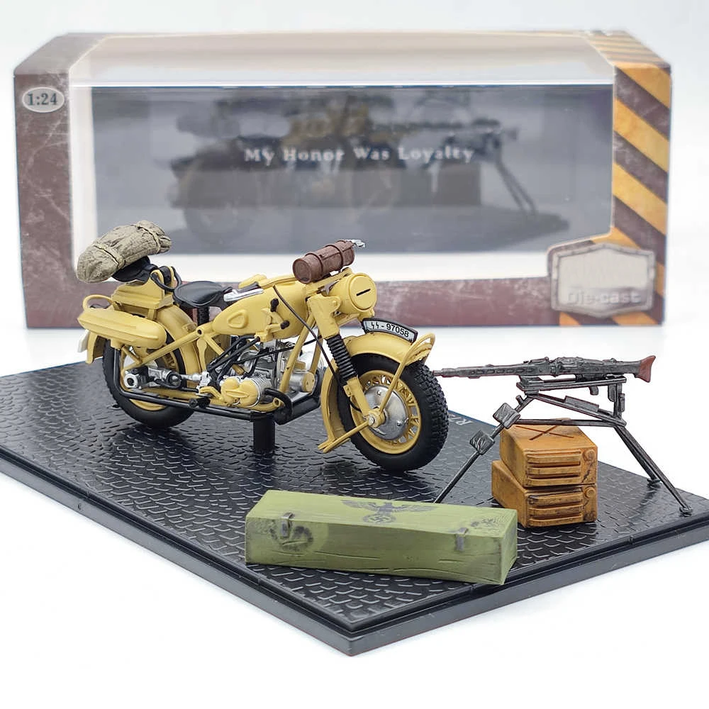 1:24 for R75 Panzerfaust 30 Motorcycle World War II 1939-1945 Yellow Diecast Model Motorbike Collection Toys Gift