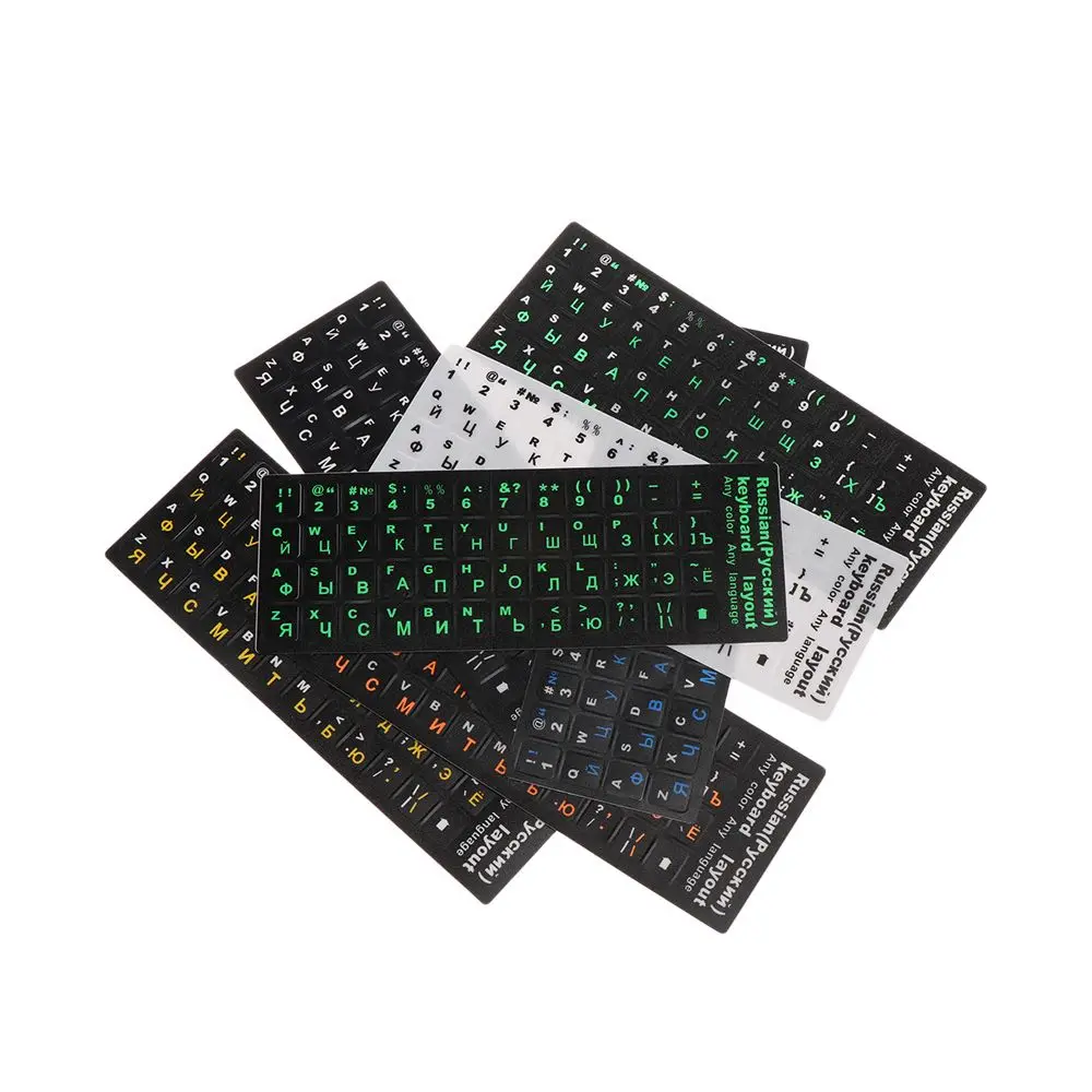 Stiker Keyboard Laptop PVC Tahan Air Berkualitas Tinggi Penutup Keypad Notebook Stiker Huruf Rusia