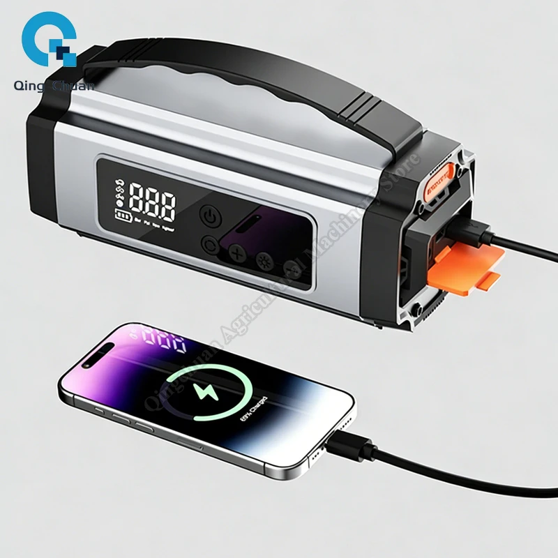 Car Mounted Tire Wireless Inflator Vehicle Emergency Start Power Supply Battery Charger Inflation Pump Machine Ignition Device