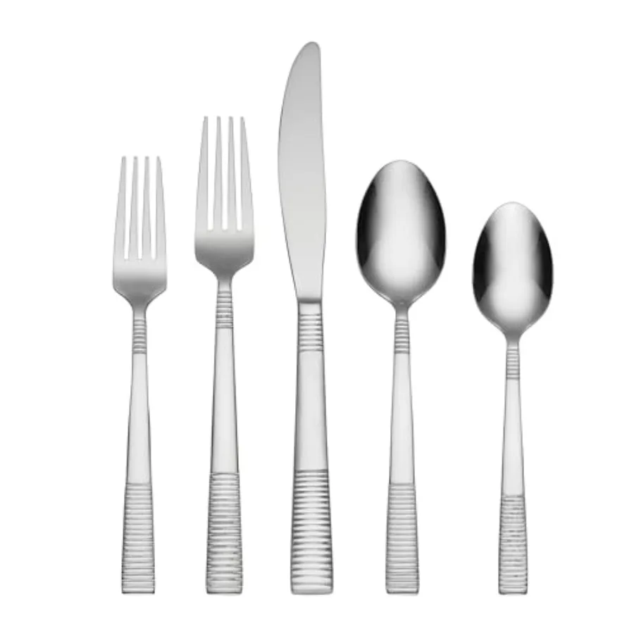 

Paxton 42 Piece Everyday Flatware Set Service for 8 18/0 Stainless Steel Silverware Set