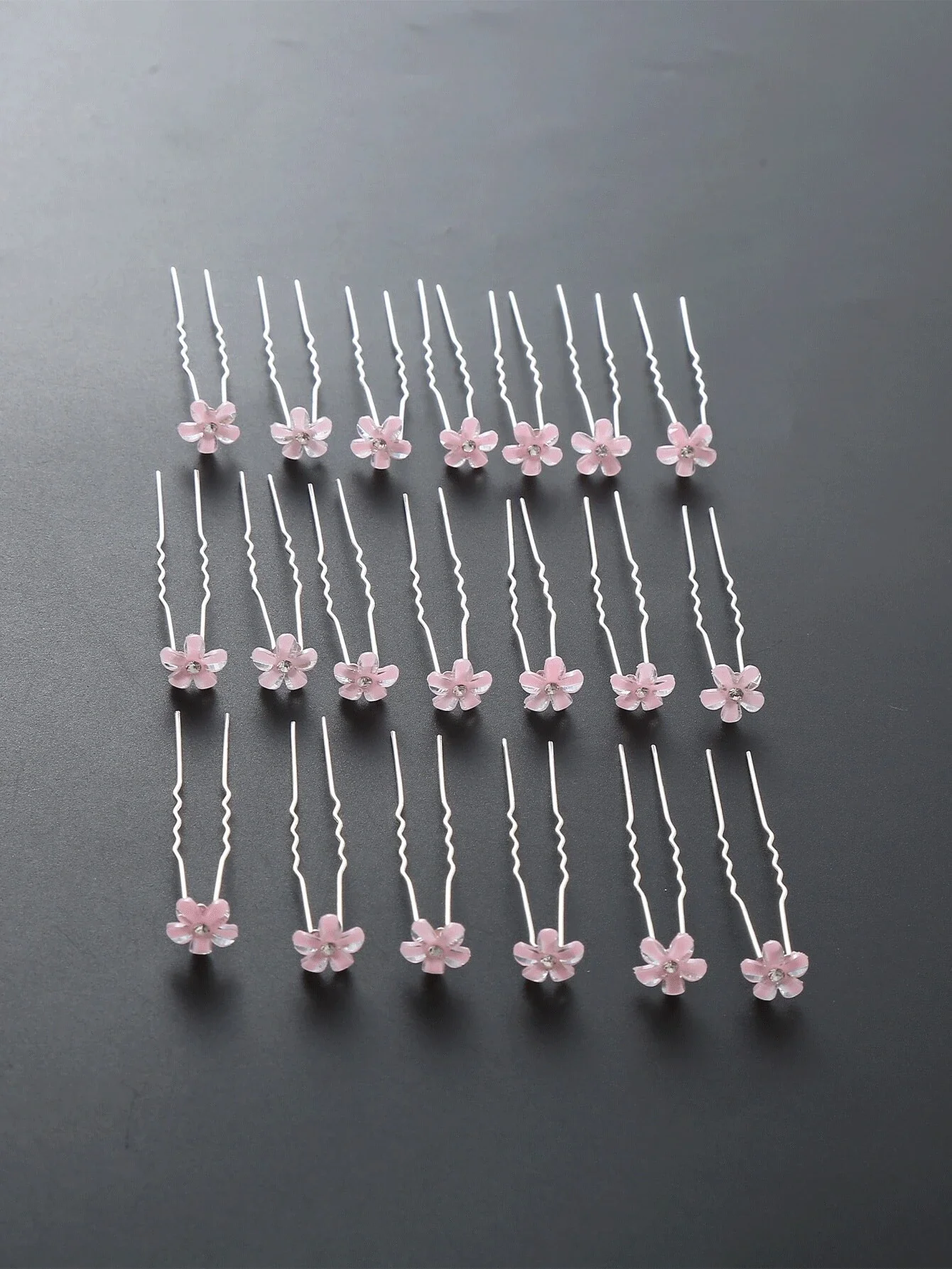 

20pcs Women Pink Flower Hairpins U-Shaped Hair Forks Wedding Bridal Hair Accessories
