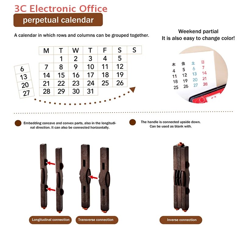 [3SC] Alphabet Numbering Connected Stamp Rubber Stamp Consolidated Numbers Stamp Perpetual Calendar