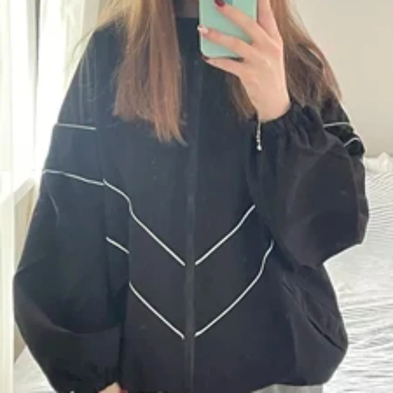 Women Jackets Sporty Baggy Coats All-match Spring New Trendy Designed Aesthetic Outwear Leisure Couples Stand Collar Personality