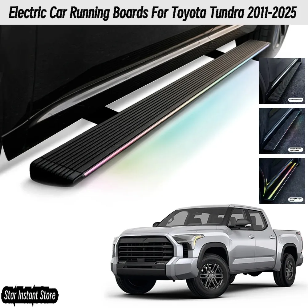 

Автоматические выдвижные подножки для Toyota Tundra 2011-2025, электрические боковые ступеньки со светодиодной подсветкой, грузовые ступеньки из алюминиевого сплава