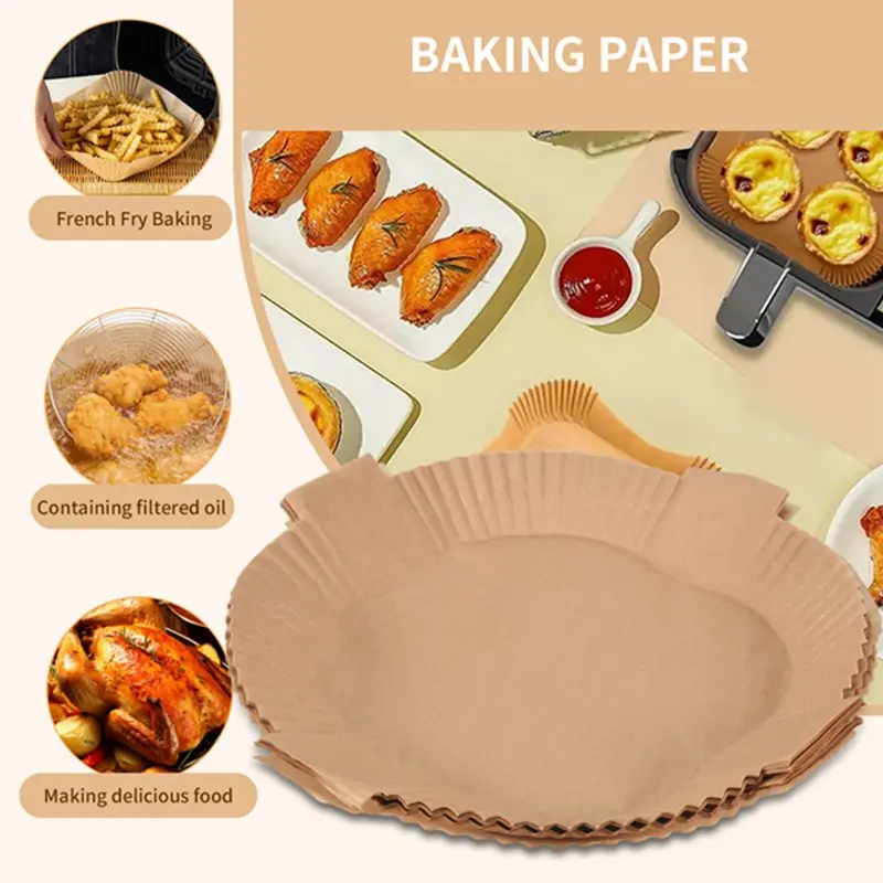 【Must-Haves】 Einweg-Papiereinlagen für Heißluftfritteusen, 50 Stück 7,9 Zoll quadratische, antihaftbeschichtete Pergamenteinlagen, ölbeständig für Heißluftfritteusen