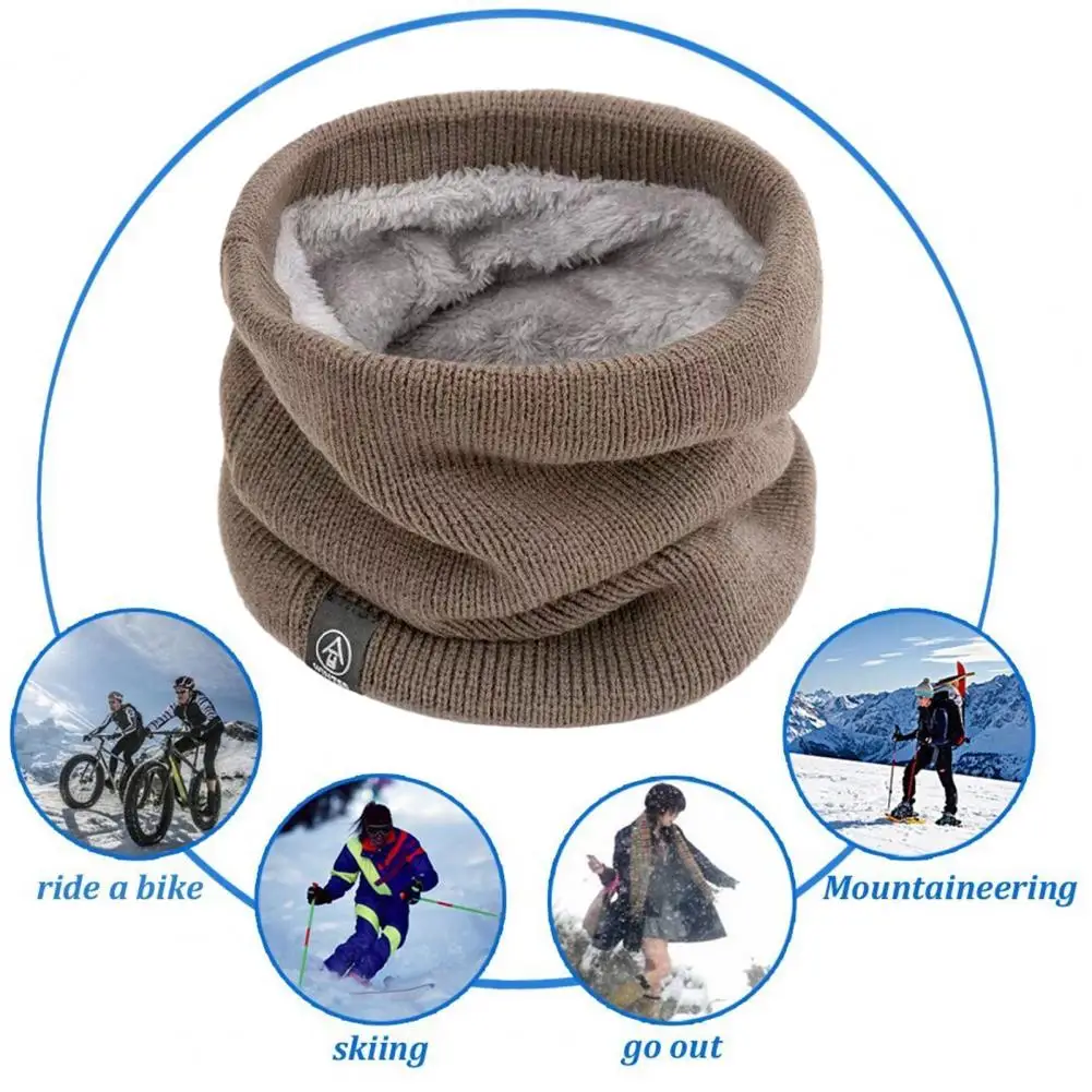 Knitted Neck Warmer Men Women Winter Windproof Thick Plush Lining Outdoor Cycling Neck Protector Scarf Neckerchief