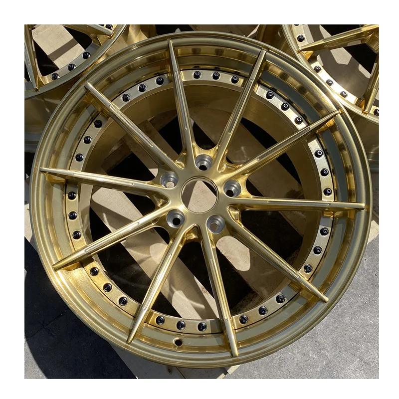 forged racing car wheels 20 21 22 24 26 inch custom brushed bronze lip  rims 5x112 5x120 2 piece wheels