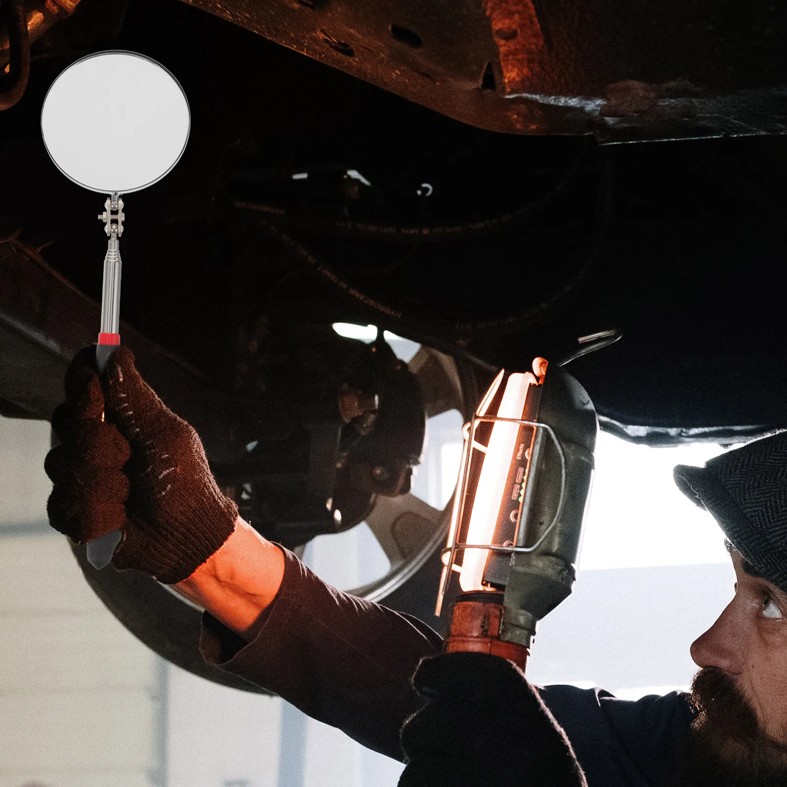 

Durable Telescoping Inspection Mirror 82mm for Vehicle Mechanical Inspection Easy to Operate and Adjust Telescoping Mirror