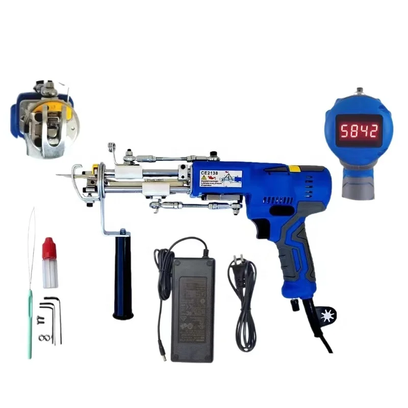 2‑in‑1 Electric Hand Tufting Machine, Cut Pile Carpet Weaving Equipment for DIY Handmade Rug & Carpet Production