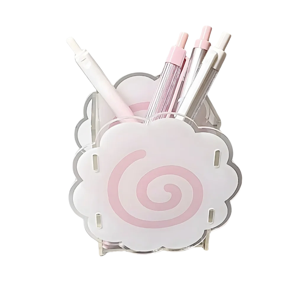 Durable Cute Sweet Pen Holder Multifunctional Acrylic Desktop Organizers Box Portable Storage Box Home Office Supplies