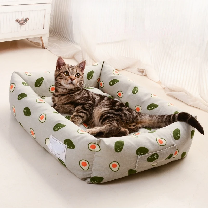 Square lattice Dog bed Detachable washable Pet Bed cat nest Double-sided usable cotton pad Sleeping Bag For Big Small Cat