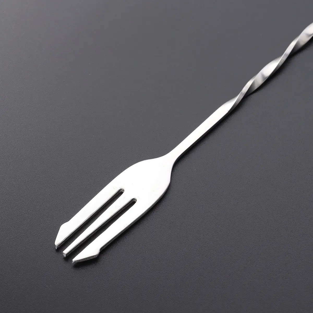 304 Stainless Steel Twisted Spoon Mixing Fork Swizzle Stick for Cocktail Bar Tools Bartender Essential Long 32Cm Dishwasher Safe