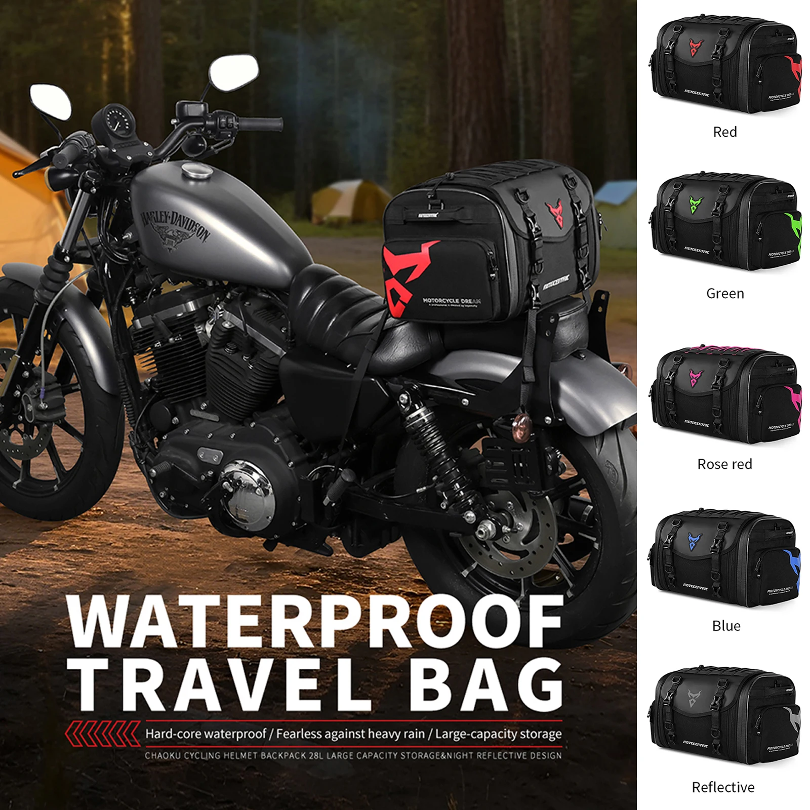 

Motorcycle Waterproof Motorcycle Seat Bag Helmet Bag Multifunction High Capacity Motorcycle Bag Rider 45-60L Rear Tail SaddleBag