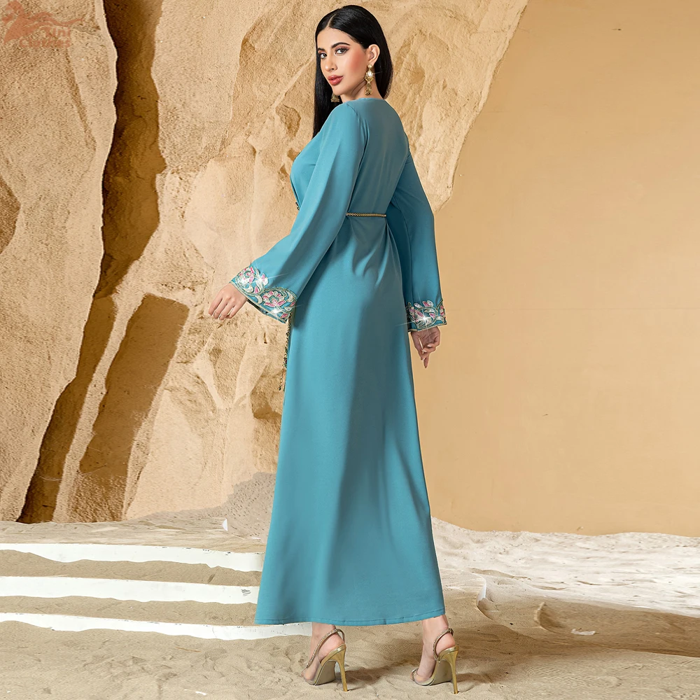 Abaya brodé élégant pour femmes, Kaftan de luxe de dubaï, perles, robe musulmane, turquie, Eid, Djellaba, Ramadan, Islam, Jalabiya