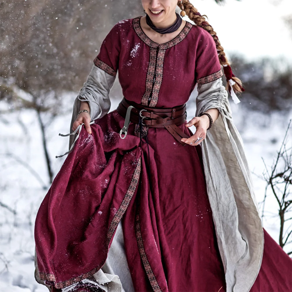 2 Stücke Mittelalterlichen Rock Zubehör Doppelring PU Rock Wanderungen für Renaissance Kostüm Bund Schleife Gürtelverbinder Frauen