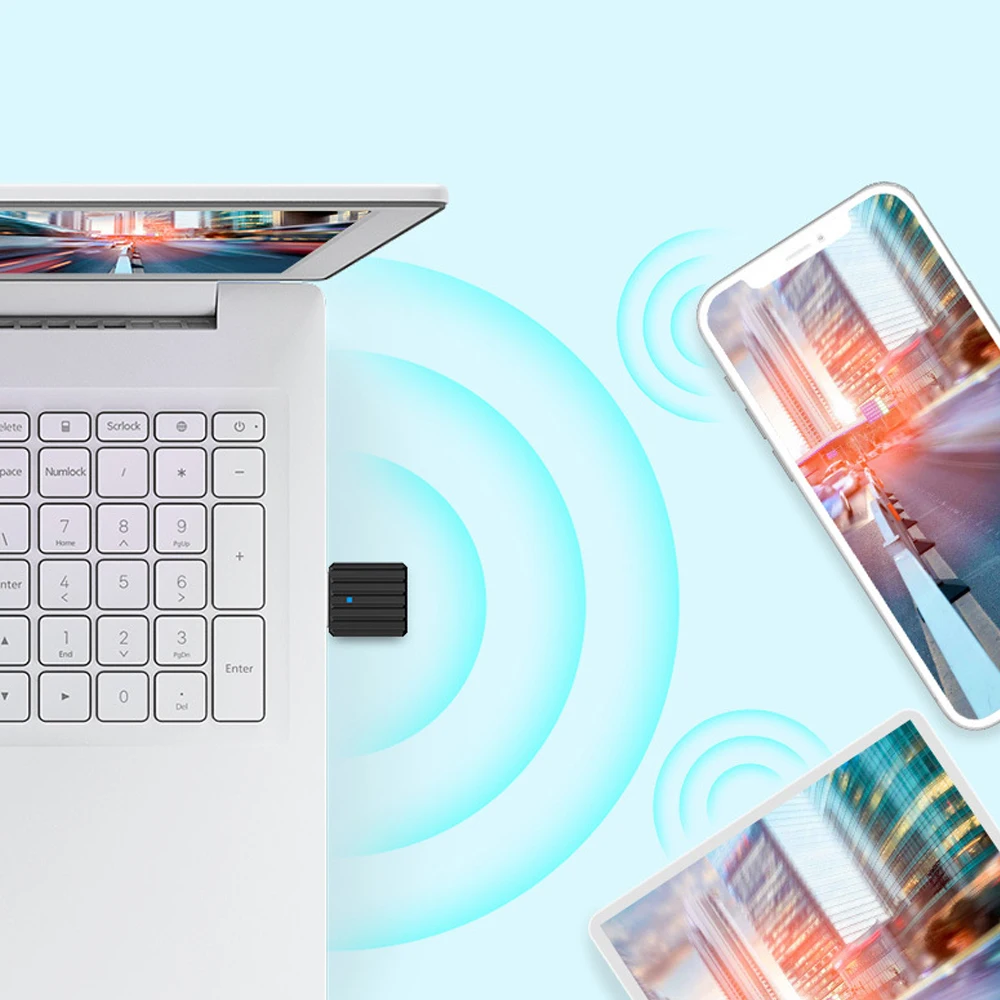 Mini 2.4G 5G Dual Band 650Mbps Wireless Network Card USB Computer External WIFI Receiver Adapter Driver-Free