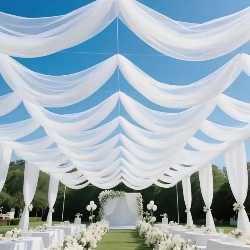 50 Meter Hochzeitsdekoration Tüllrolle Kristall-Organza Transparenter Stoff für Geburtstagsfeier-Hintergrund Hochzeitsstuhl-Bänder Deko-Garn – Detail 10