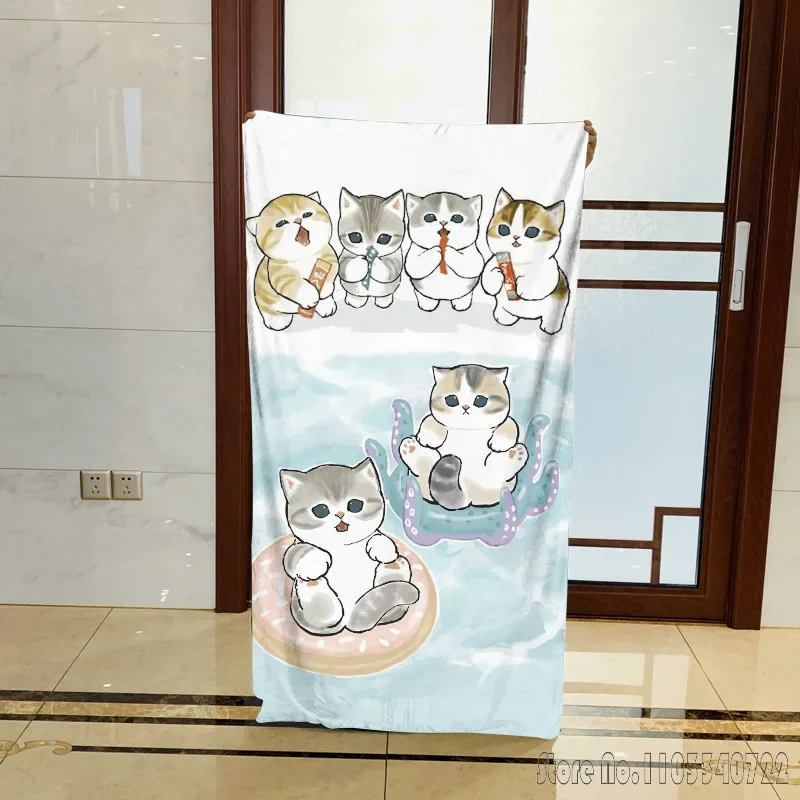 Toallas de baño Mofusand de microfibra con forma de gato y tiburón pequeño, decoración para playa y natación, regalo para niños, 75x150cm