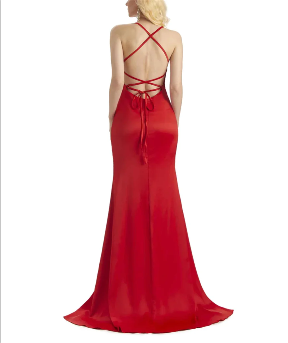 Fashion Red Mermaid Prom Dress Sleeveless Suspenders Satin Evening Dress Sexy Cutout Open Back Special Occasion 2024 Custom