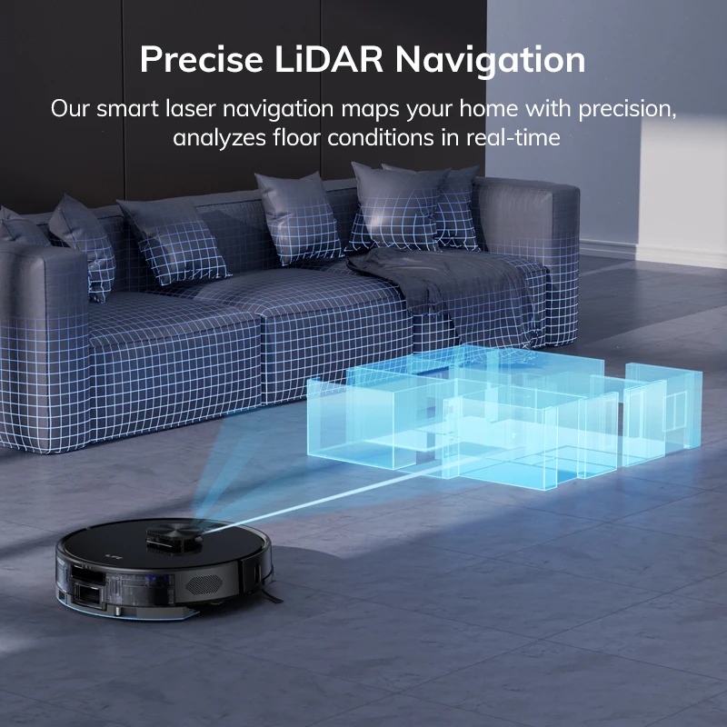 ILIFE A20 Robot Vacuum and Mop Combo, LiDAR Navigation, 3000Pa Suction, Smart Mapping, App/Alexa Control, Ideal for Pet Hair