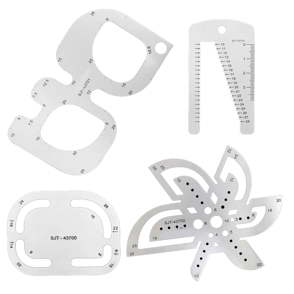 Leathercraft Template Ruler Stainless Steel Rounded Corner & Belt Tail Watch Strap Sizer 2 Mm Thick 1/4 In Punch Spacing